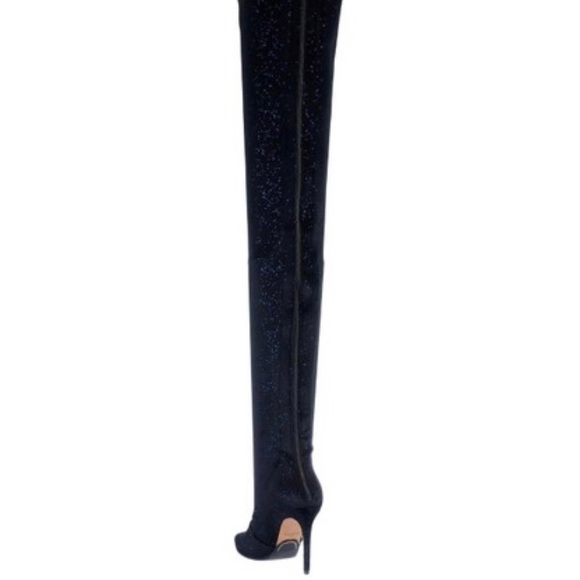 BALMAIN Amazone Thigh-High Glitter Velvet Boots - Picture 3 of 15